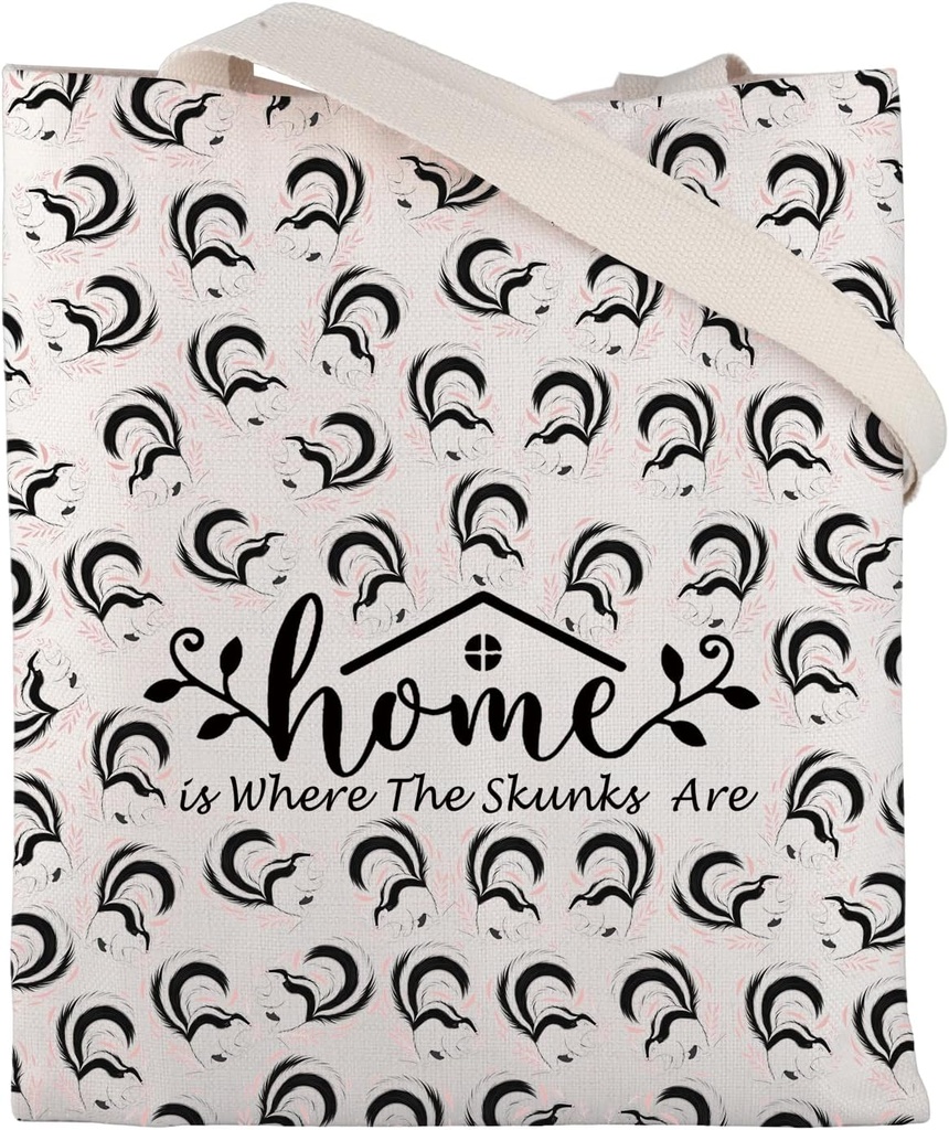 CMNIM Skunk Gift Skunk Tote Bag Skunk Animal Lover Gift Home Is Where My Skunks Are Funny Skunk Print Reusable Shoulder Bag