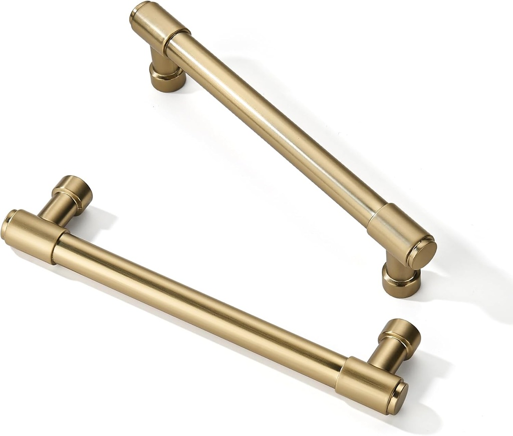 TUNNY 10 Pack Modern Round Cabinet Handle-3.8"/96mm Screw Spacing Champagne Bronze Furniture Hardware Handles for Kitchen Cabinets Bedroom Cabinet Pull