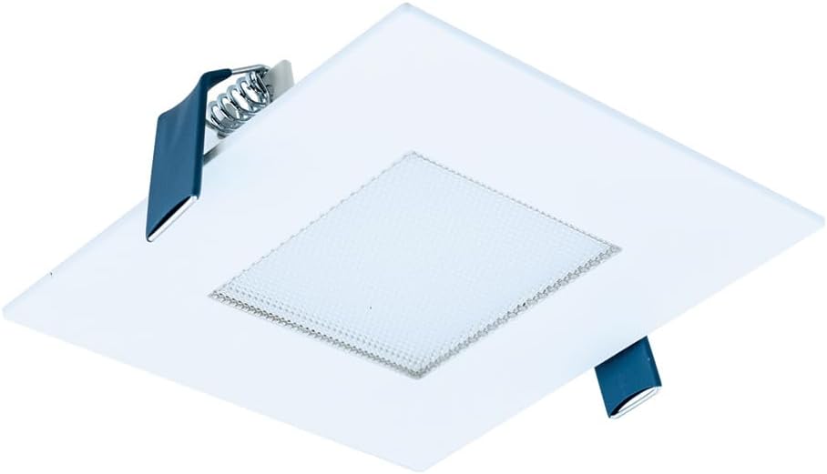 HALO 4 inch Square Recessed LED Ceiling & Shower Light – Canless Ultra Thin Downlight – 3000K -White