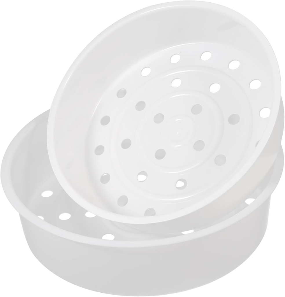IMIKEYA 2pcs Plastic Steamer Bowls for Rice Cooker Multipurpose White Mesh Food Steamer Basket Kitchen Accessories for Even Heating and Healthy Cooking