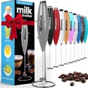 PowerLix Powerful Handheld Milk Frother With Stand Battery Operated Foam Maker Frother Wand For Coffee (A Black) (Silver)