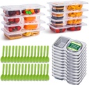 30 Sets Reusable Snack Containers with Lids, Double Compartment Snack Pack Containers with Spoons, BPA Free | Microwave & Dishwasher Safe | Leakproof Condiment Containers for School Office Travel