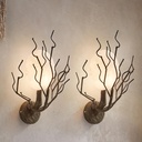 Vintage Farmhouse Sconce Wall Decor Set of 2, Antique Wall Sconce with Resin & Acrylic Moon Shade, Unique Rustic Gothic Wall Sconce for Living Room Bedroom Bedside