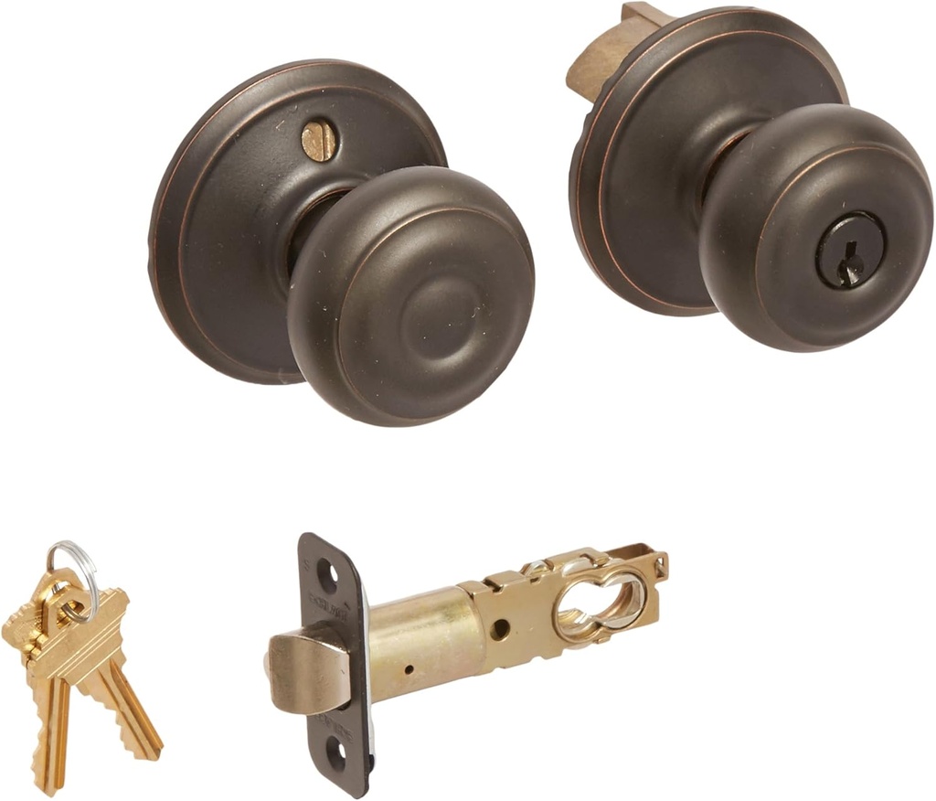 Schlage F80-GEO Georgian Storeroom Door Knob Set, Aged Bronze