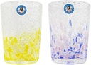 Kirakobo Octagonal Glasses (Yellow, Blue/Pink) φ3.0 inches (7.5 cm), Sea of Bubbles, Pack of 2