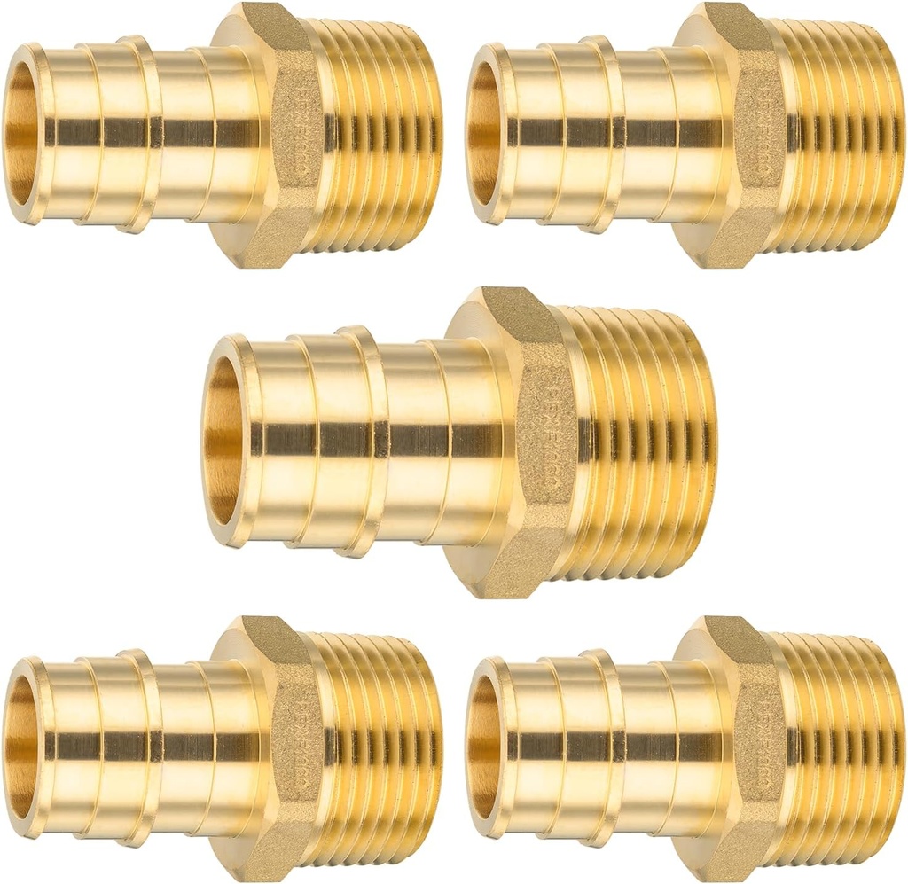 5-Pack HeSun PEX A Expansion Fitting, 3/4 Inch Male Thread Adapter,3/4" Male NPT x 3/4" Pex Expansion Adapter,ASTM F1960(PEX1960018-5)