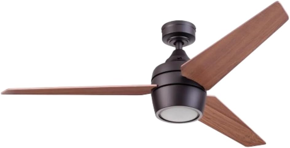 Honeywell Ceiling Fans Eamon Modern 52 Inch Ceiling Fan with Light, Remote Control Fan, LED Indoor Fan with 3 Blades, Brown Maple and Black Blade Finish Options, Bronze (50603-01)