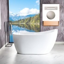 WOODBRIDGE 54"Freestanding White Acylic Soaking Bathtub with Brushed Nickel Drain and Overflow,B0006 -B-Drain &O