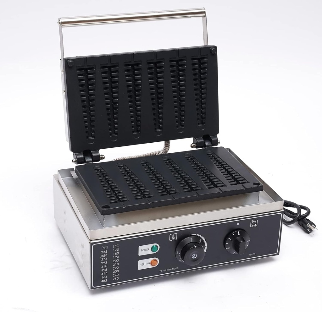 Commercial Stick Waffle Maker,Stainless Steel Waffle Maker Machine with Time & Temperature Control,Non-Stick Pancake Maker for Home and Restaurants,1550W