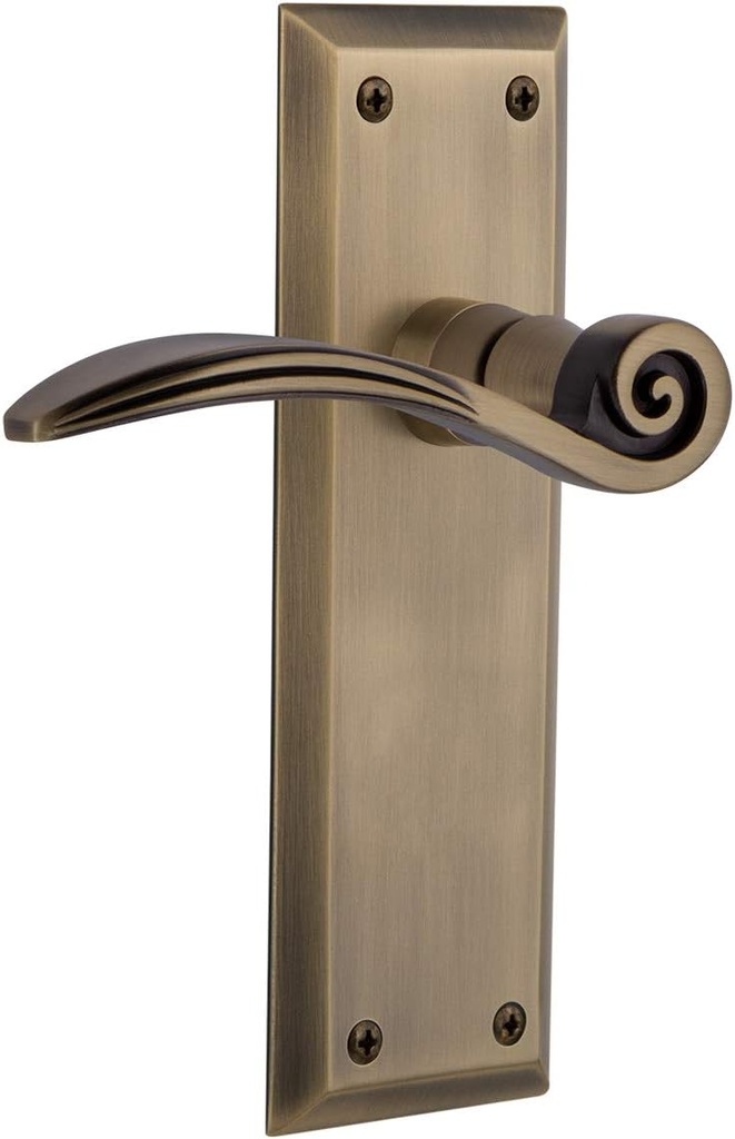 Nostalgic Warehouse New York Plate Passage Swan Lever in Antique Brass