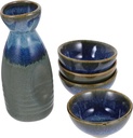 Traditional Japanese Sake Pot and Cup Set Ceramic Elegant Design for Home