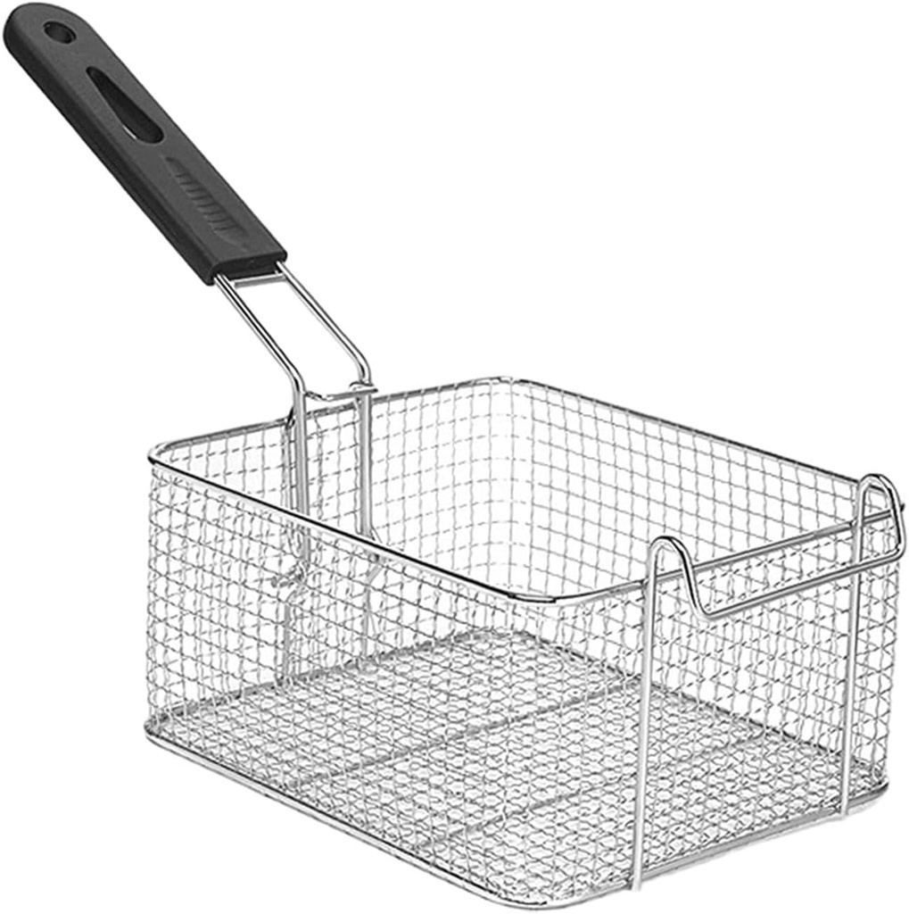 Deep Fry Basket French Fries Basket Multipurpose Food Strainer with Handle Stainless Steel for Kitchen Onion Rings Restaurant, 19.7cmx17cmx10cm