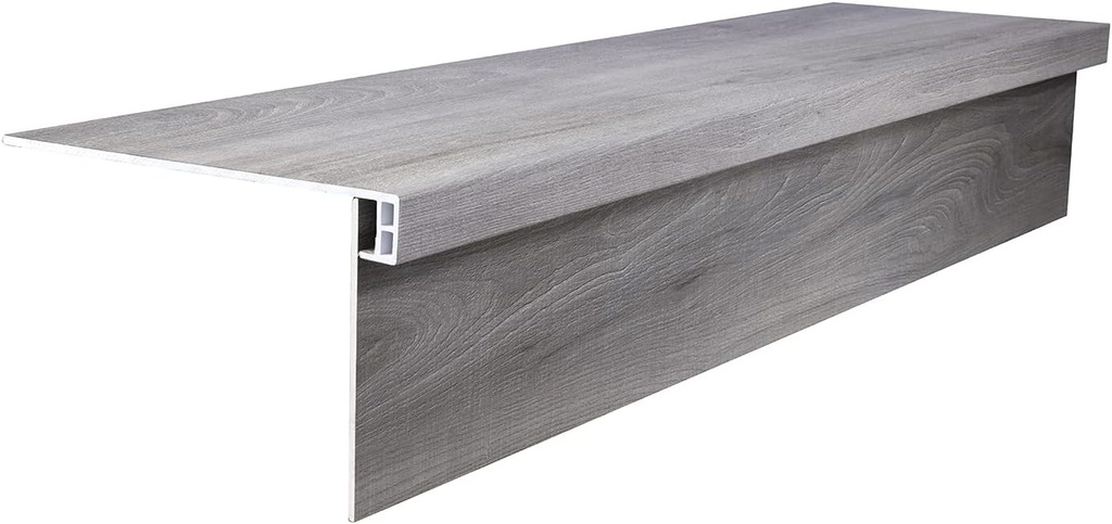 Lucida Surfaces Luxury Vinyl Stair Tread and Riser Combo | Glue Down Wood-Look Stair Treads Cover and Riser | Waterproof | Scratch and Scuff Resistant | Silver Leaf | MaxCore