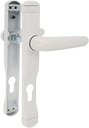 AMIG - Door Handle Set - 225 x 30 mm - Keyhole to 85 mm - Handle with Narrow Plate with Lock Hole - Includes Screws - White Aluminium