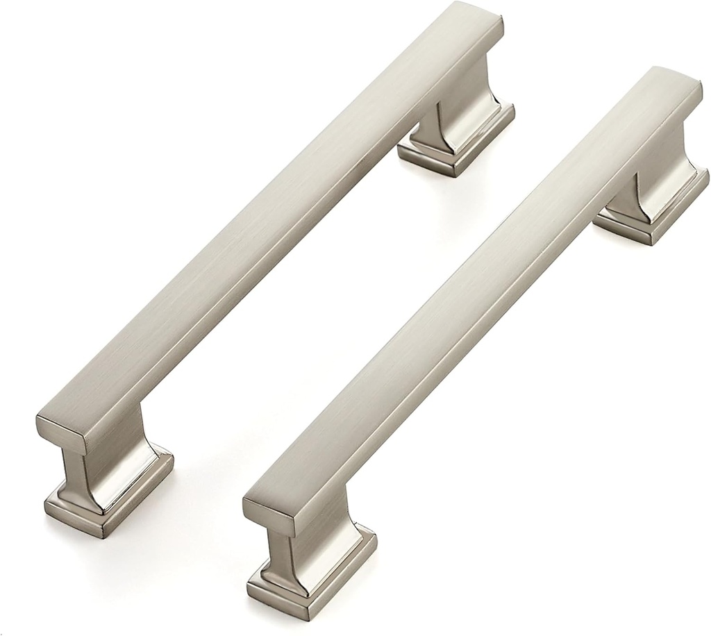 Ravinte Hardware 30 Pack Cabinet Pulls - 5 Inch (128mm) Hole Center, Satin Brushed Nickel Handles for Kitchen Drawer & Cupboards, Silver Solid Heavy Duty Cabinet Hardware, 6 Inch Overall Length