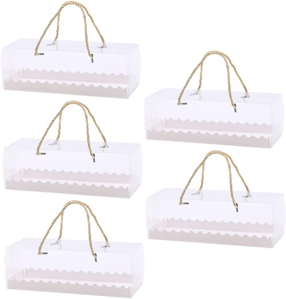 PRETYZOOM 5pcs Transparent Cake Roll Packaging Boxes Portable Dessert Containers Easy Assembly for Stylish Cake Display Compact Design for Storage Cookie Accessory