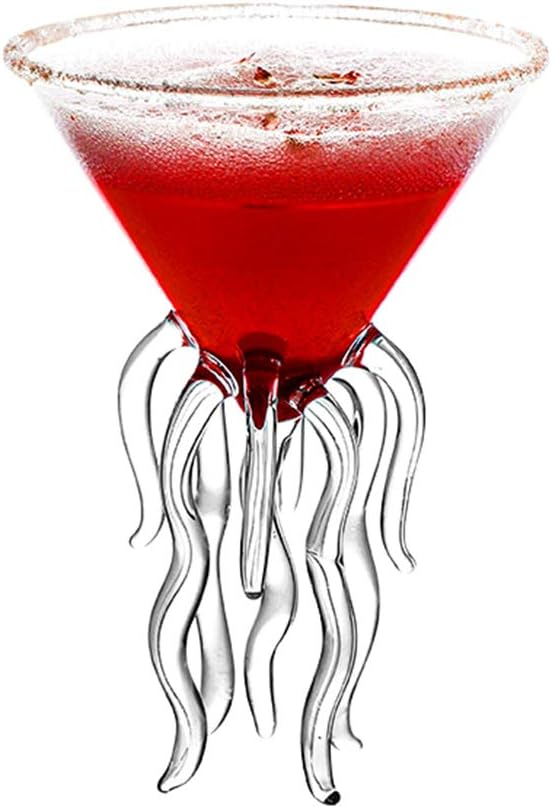 Octopus Goblet Glasses Jellyfish Glass Cup, Crystal Cocktail Glassware, Home Bar Cups