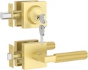 Asidrama Premium Gold Zinc-Alloy Front Door Lock Set: Double Cylinder Deadbolt, Heavy Duty Security Handleset for Left/Right Exterior Doors, Universal Entry Locks (2 Pack)