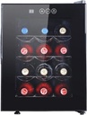 12-Bottle Countertop Wine Cooler Refrigerator- Freestanding Wine Cellar for Red, White, Champagne Or Sparkling Wine,Compressor Wine Cooler Digital Temperature Control Fridge Glass Door - Black