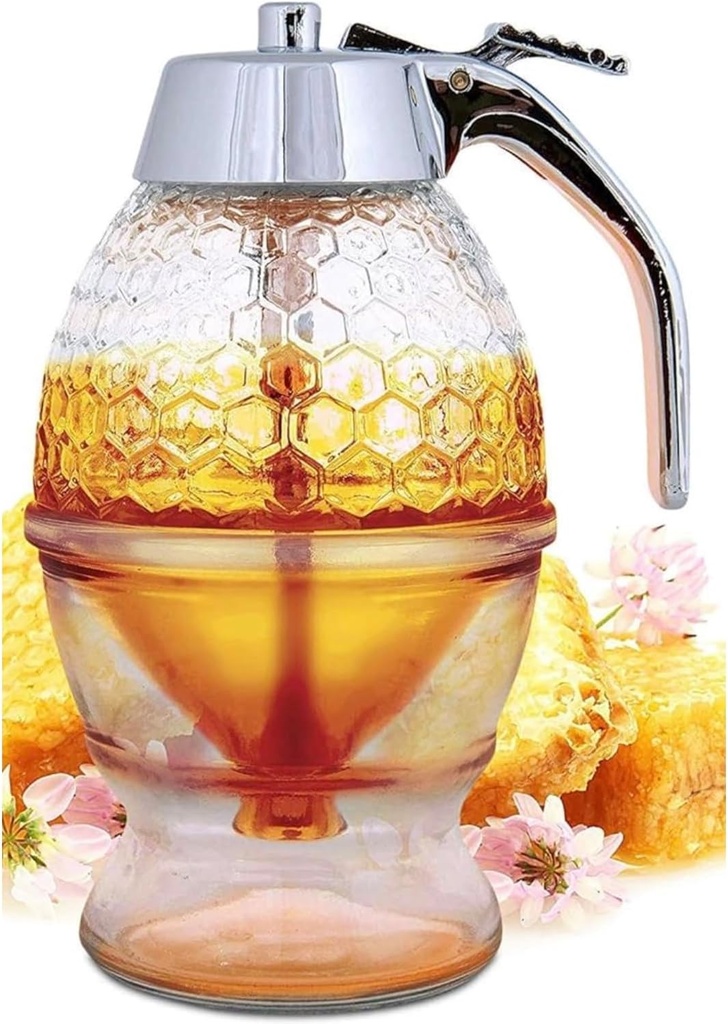 Acrylic Honey Dispenser with Honeycomb Pattern, No Drip Design