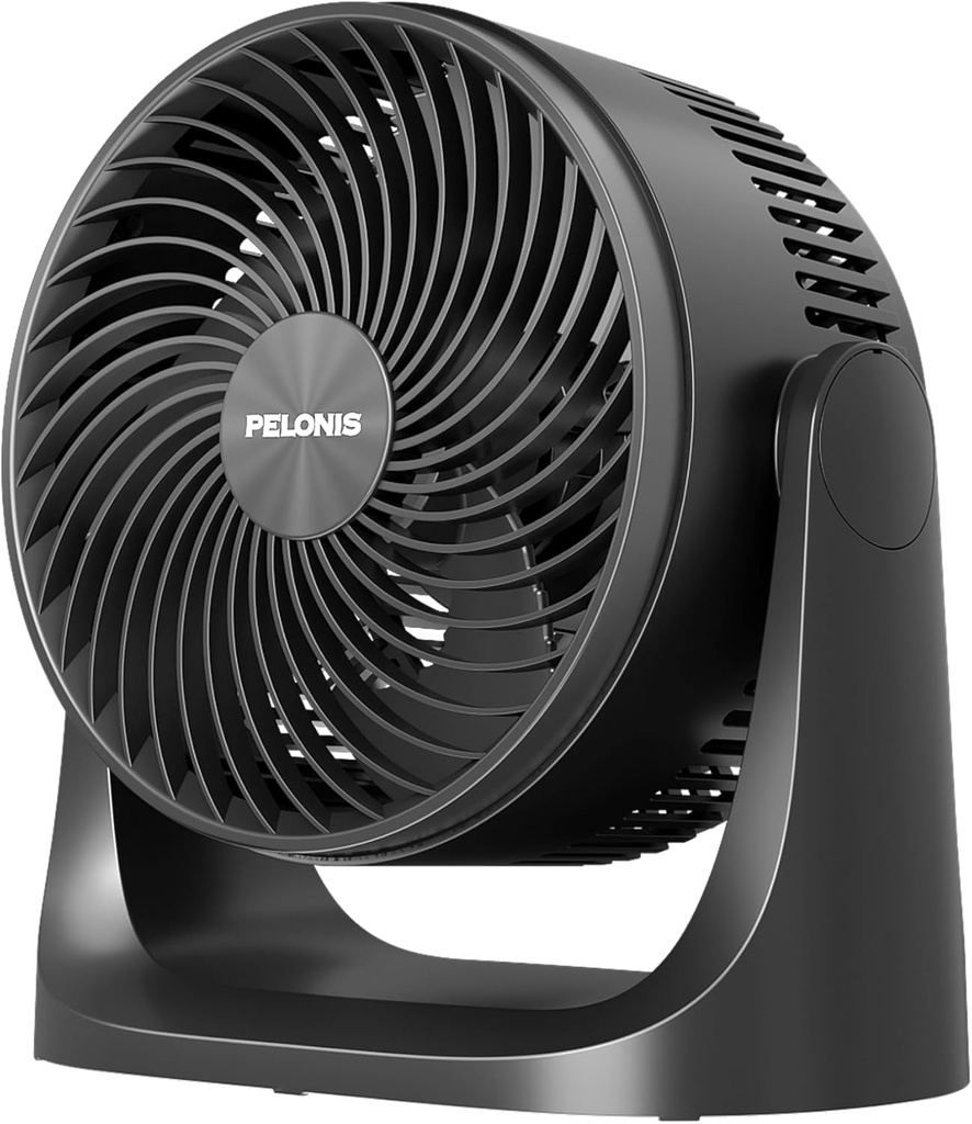PELONIS 3 Speed Small Room Air Circulator Fan with 7-inch Blade, Table Fan with 100° Adjustable Head Tilt - Desktop Fan for Bedroom,Dorm and Office - Ventilador for Air Conditioner and Heater, Black
