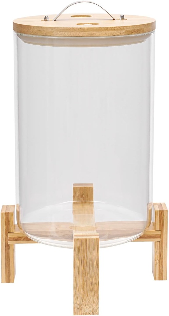 Glass Cereal Containers Storage Dispenser, Rice Storage Container, Flour and Cereal Container with Airtight Lid and Stand, Glass Food Storge Container for Kitchen Pantry 8L Capacity