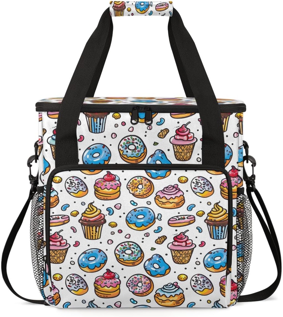 Ice Cream Donut Travel Coffee Maker Carrying Bag Sweet Dessert Large Organizer Storage Tote Bag Insulated Reusable Cooler Lunch Bags