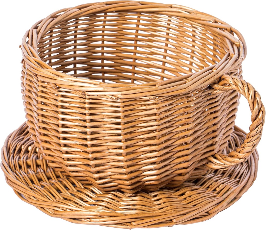 Wicker Saucer Coffee Mug Cup Decorative Gift Basket Desk Organizer