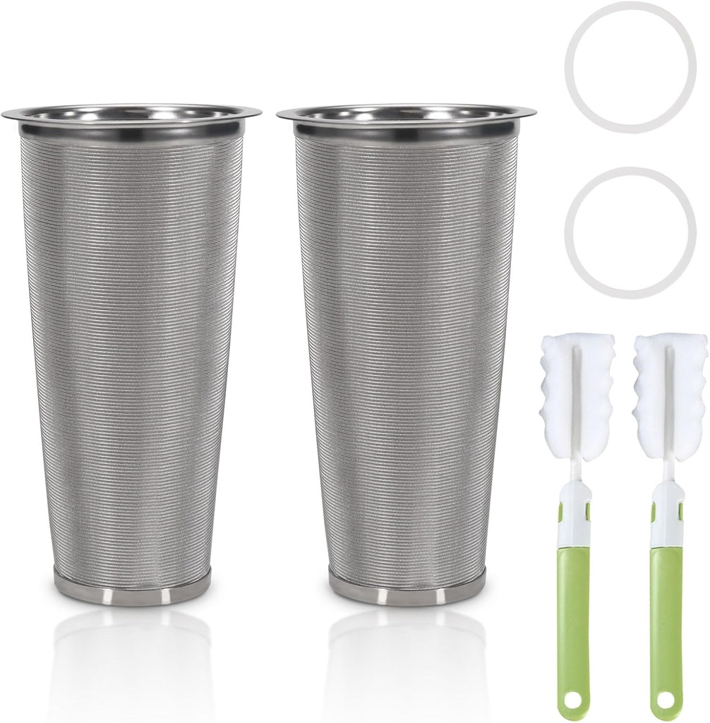 2pcs Cold Brew Filter - Cold Brew Coffee Filter for 32oz Wide Mouth Mason Jar Cold Brew Coffee Maker Pitcher, 304 Stainless Steel Mesh Cold Brew Strainer Infuser for Iced Coffee Tea Maker
