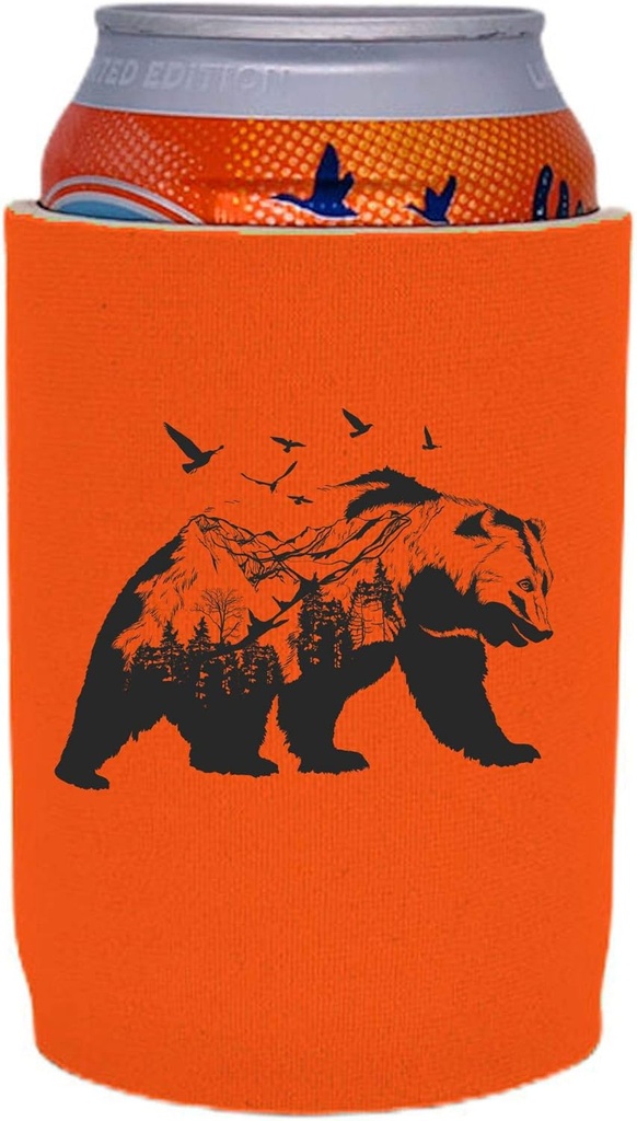 Mountain Bear Full Bottom Can Coolie (Orange, 1)