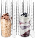 100pcs Mini Round Dessert Cups Goblet with Spoons 3 oz Clear Plastic Bulk Pudding Shooter Cup Bowls Set Vasitos Para Postres for Snack Ice Cream Appetizer Mousse,Jello,Charcuterie,Reusable