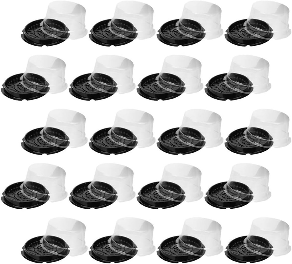 Mobestech 100Pcs Clear Plastic Cake Containers with Lid Portable Cake Carrier for Transporting Slices for Parties and Favor Boxes Lightweight and Compact Design