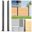 4ft (H/48in) Heavy Duty Fence Post - End Post for Outdoor Patio, Backyard and Garden Privacy Fence (2pack-Matte Black)