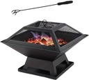 Outdoor Fire Pits for Outside Wood Burning Table Fire Pit with Spark Screen Cover, Fire Bowls Backyard Fire Pit with Fire Poker for Camping Beach (Black, 18.5 Inch)