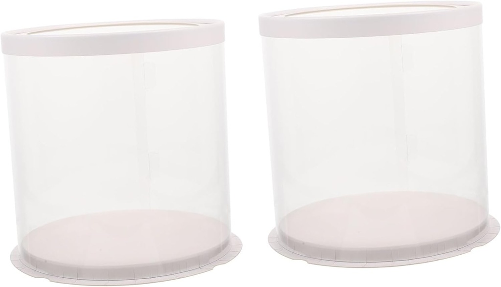 2pcs Cake Box Portable Birthday Cake Carrier Transparent Lid for Storing and Transporting Desserts for Celebrations