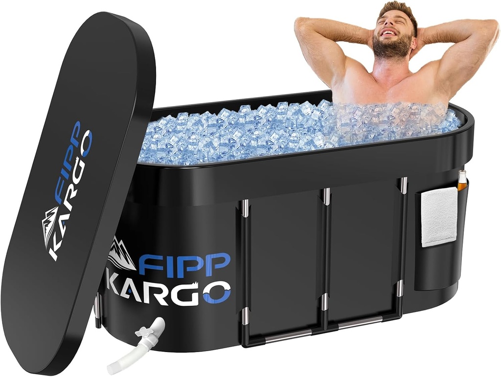 Ice Bath Tub for Athletes - 129 Gal Cold Plunge Tub for Recovery, Portable Bathtub Adult, Outdoor Large Oval Ice Plunge for Ice Bath, Cold Tub for Home, Gyms, Indoor, and Cold Water Training