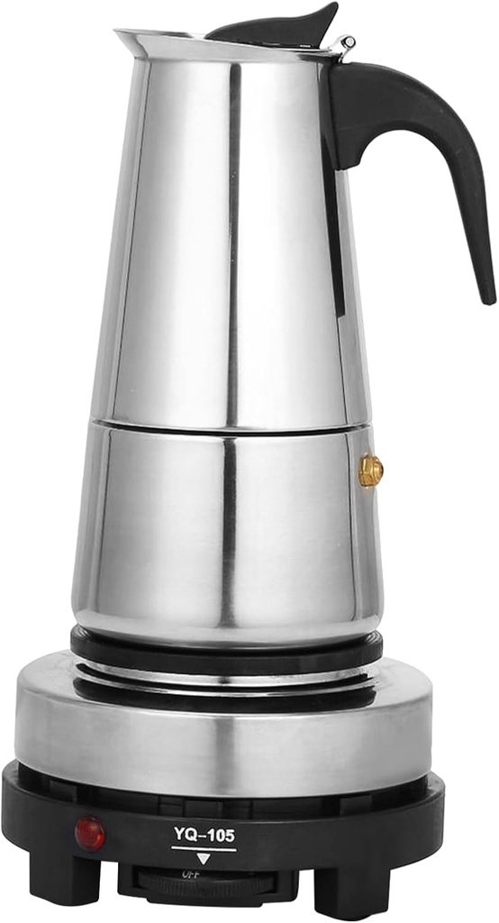 Electric Stovetop Espresso Maker Greca Coffee Maker Moka Pot Stainless & 9 Cups