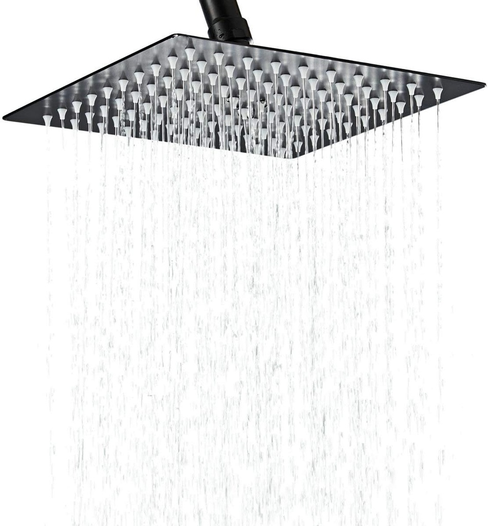 Shower Head,12 Inch Rainfall Shower Head in Matte Black,High Presssure Adjustable Ultra-Thin Stainless Steel Top Sprayer
