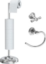 Paper Towel Holder Stand with Storage, Towel Ring, Towel Hook, Bathroom Hardware Set (3 Pieces, Chrome)