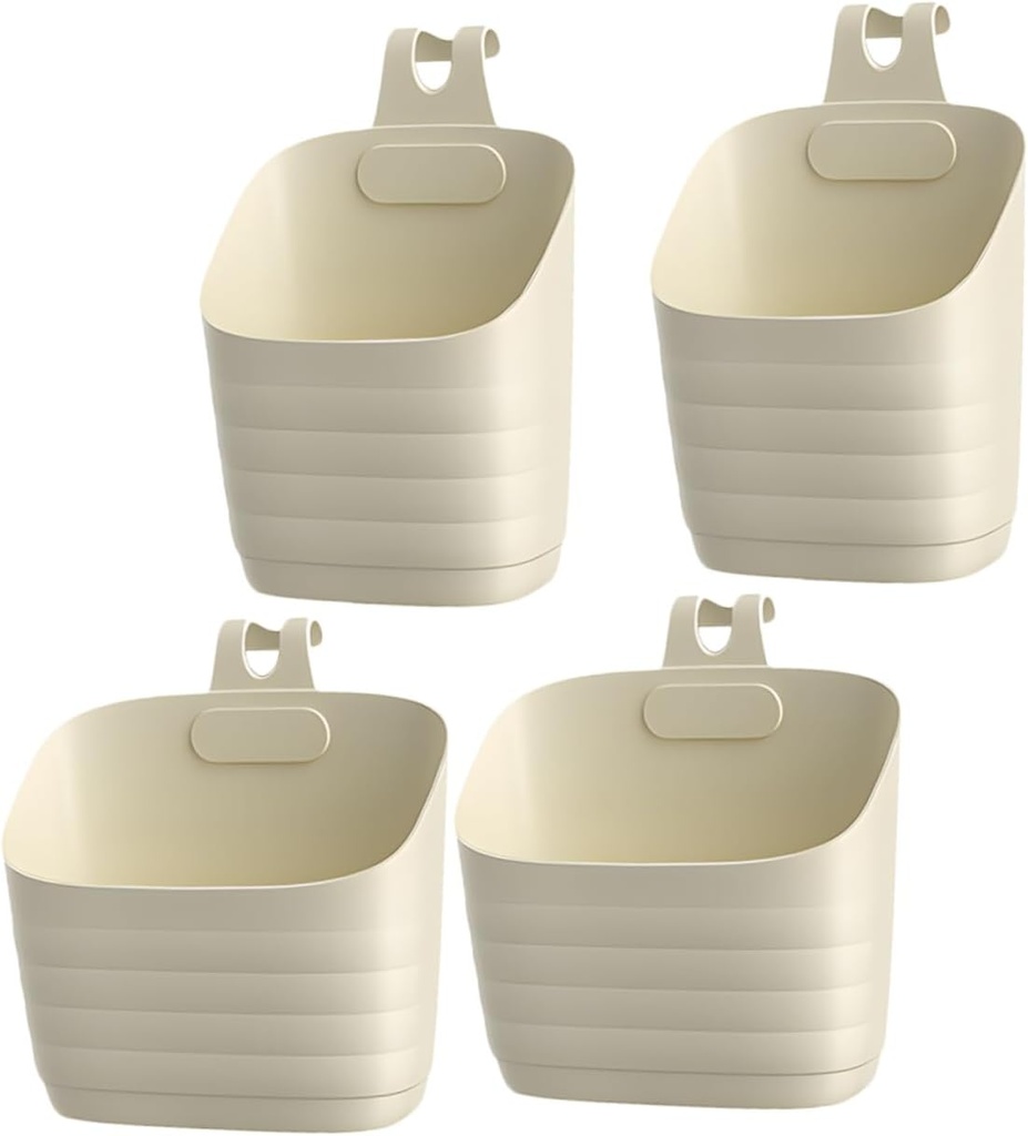 Zerodeko 4pcs Stackable Hanging Wall Baskets for Kitchen Bathroom Storage Lightweight Organizers with Versatile Design for Home Office Use Cream White Large Small