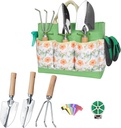 Garden Tool Set,10 Piece Garden Kit, and 3 Pieces Heavy Duty Stainless Steel Gardening Hand Tools,Gardening Gifts for Women Men Floral Pattern Design