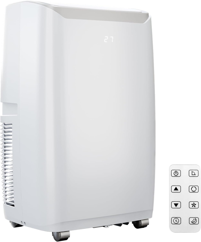 Portable Air Conditioners, 14,000 BTU, 3-in-1 Cooling, Dehumidifying, and Fan Modes, Efficiently Cools Rooms up to 750 Sq. Ft, Includes Quiet Operation, 24-Hour Timer, and Remote Control, Black Top