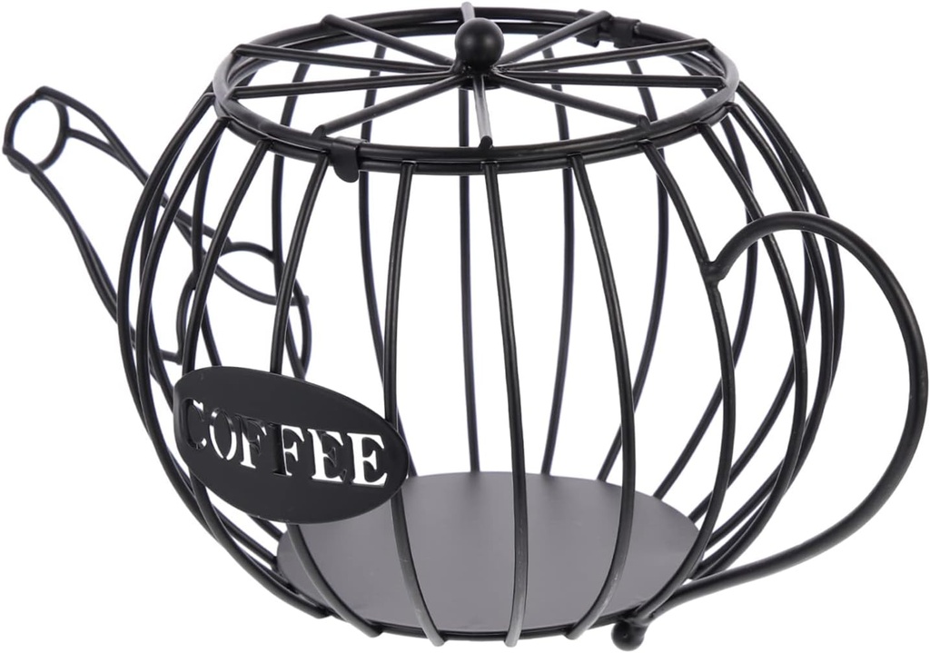 Coffee Storage Organizer Rack Black Metal Coffee Holder Artistic Design for Kitchen Counter and Home Use