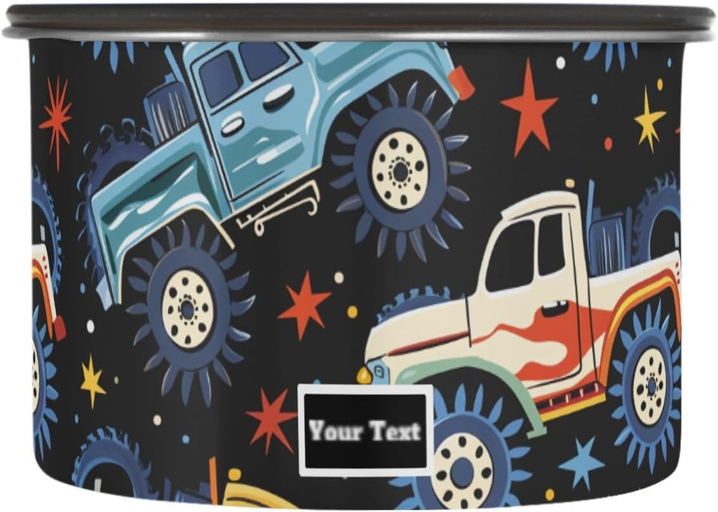 ALAZA Monster Truck Stars Airtight Coffee Bean Canister Customed 17oz Food Storage Containers with Lids For Gournd, Tea, Sugar, Flour, Rice, Cereal, Candy Cookie Jar