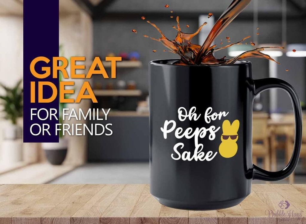 Easter Day Coffee Mug 15oz Black - For Peeypz Sake - Gift For Easter Time Cute Bunny Egg Hunt Good Friday Christian Chatolic