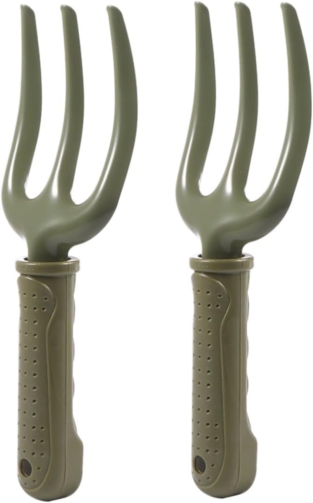 2pcs Practical Gardening Hand Tools Three-Tooth Fork for Weeding Planting and Cultivating Soil