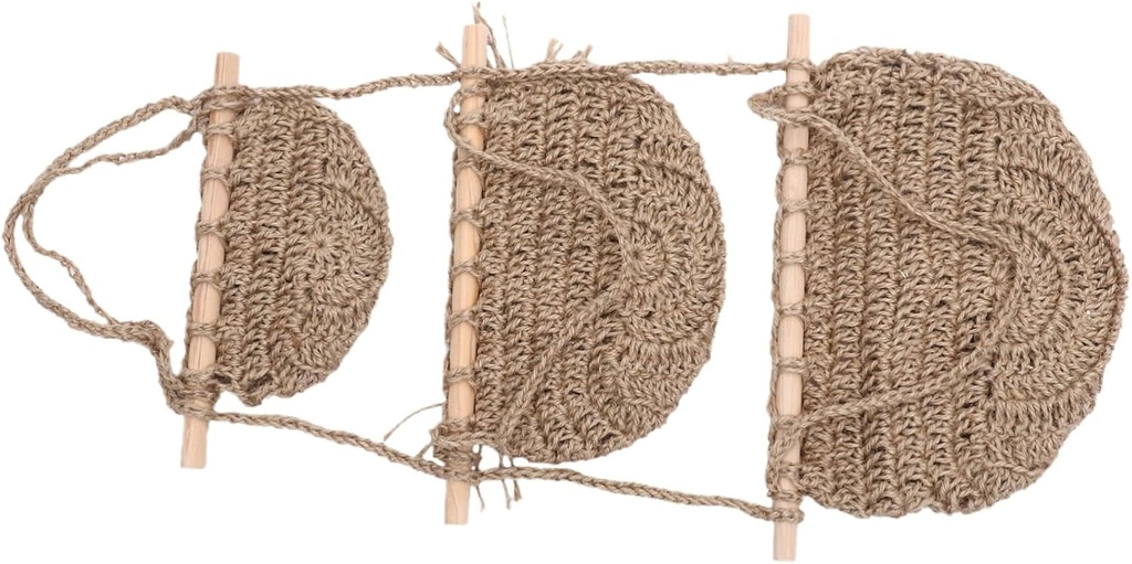 Three Fruit Hanging Basket for Kitchen Removable Vegetable Storage Hammock Organizer Natural and Rope Design for Home Space-saving Storage