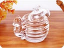 200ML Glass Honey Jar with Bee Decoration Lid and Small Bear Decorative Handle Transparent Honey Pot for Home Kitchen and Decoration