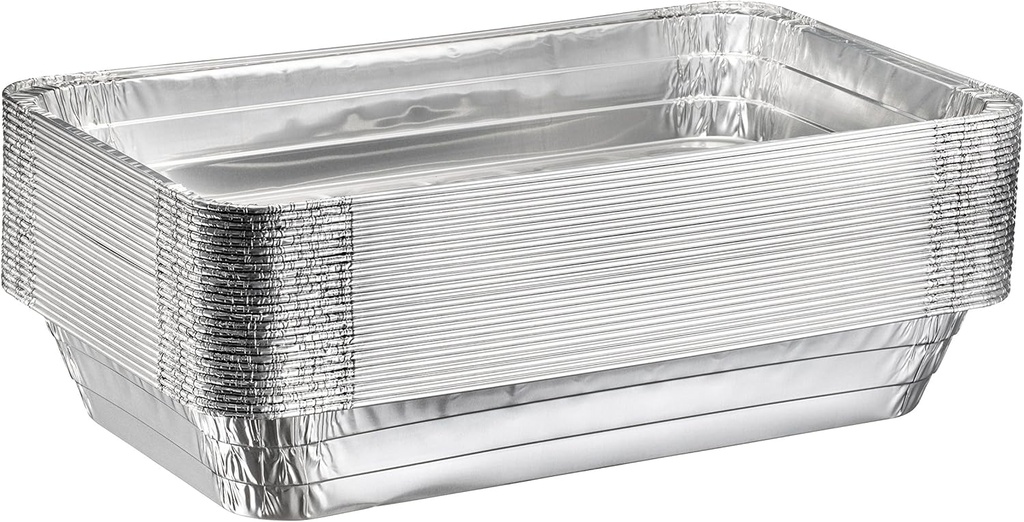 (10 Count) Full Size Deep Steam Table Pans Without Lids | Aluminum Foil Pans | Disposable Food Containers for Baking, Freezing, and Storage (21” x 13” x 3”)