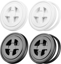 Aodaer 4 Pieces Seal Lid 5 Gallon Bucket Twist Lid Food Storage Container Lid Reusable Plastic Seal Lid Food Storage Container Lids (Black, White)